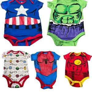Set of 5 Marvel Avengers superhero bodysuits | 3-6 months